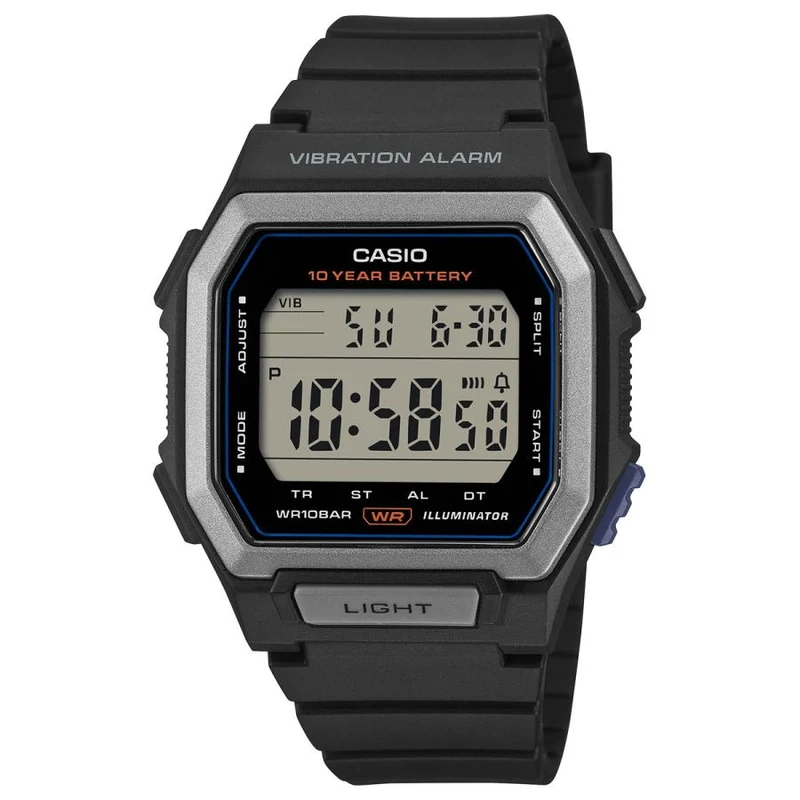 Orologio digitale nero CASIO Collection W-738H-1AJF JDM con vibrazione, allarme e batteria da 10 anni.