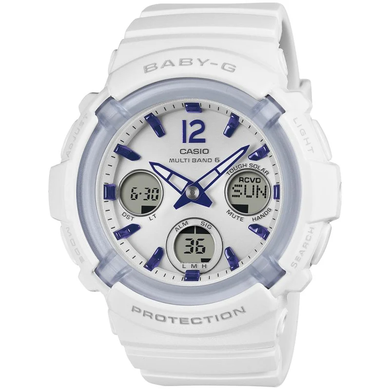 Orologio da donna CASIO BABY-G BGA-2800-7A3JF bianco, radio, solare, analogico, digitale, stile JDM.