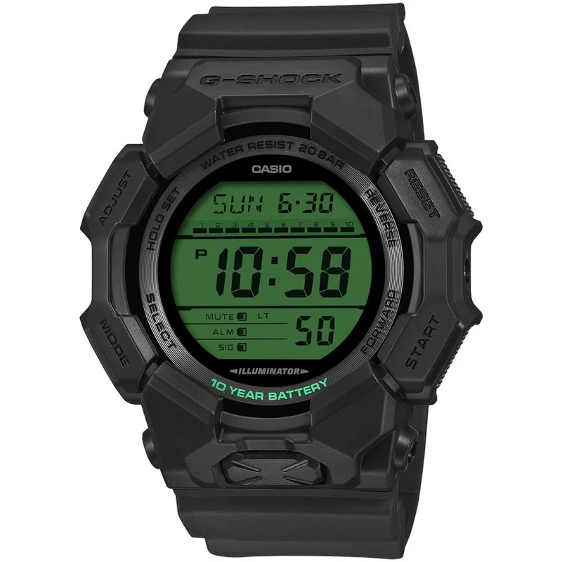 Orologio digitale da uomo CASIO G-SHOCK GD-010BEG-1JF nero, verde elettrico, con batteria da 10 anni, stile JDM.