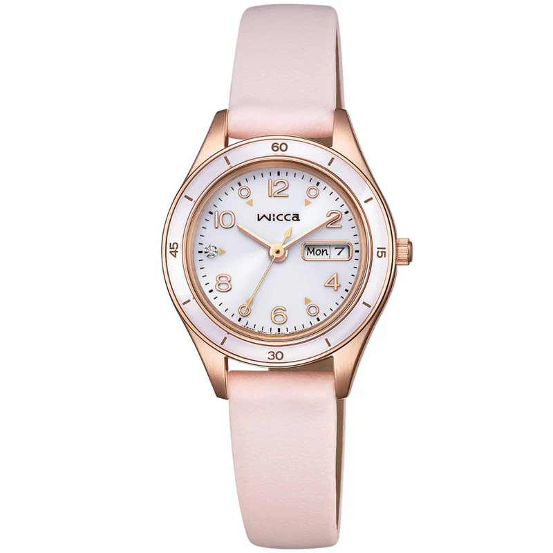 Orologio da donna CITIZEN wicca ACTIVE LINE KH3-762-10 in oro rosa con indicazione di giorno e data, modello JDM a energia solare.