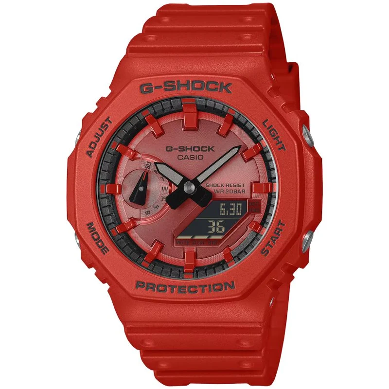 Orologio da uomo analogico-digitale CASIO G-SHOCK GA-2100RRB-4AJF JDM Carbon Core Guard rosso