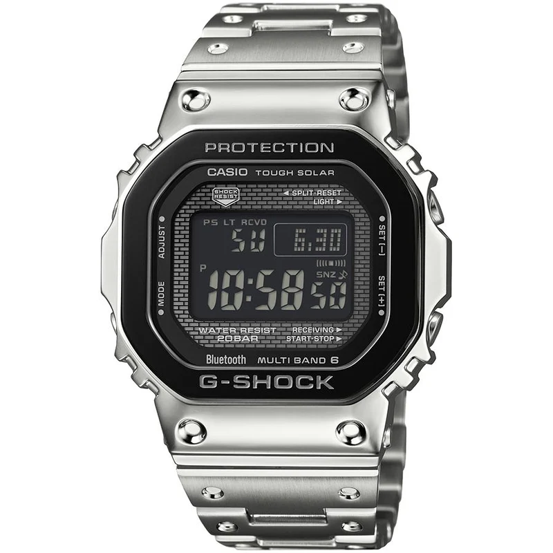 Orologio da uomo CASIO G-SHOCK GMW-B5000BT-1JF JDM con lunetta nera in metallo, Bluetooth e alimentazione solare.