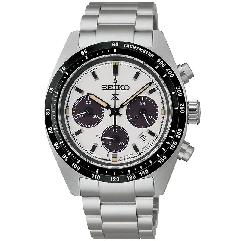 Orologio da uomo SEIKO Prospex Speedtimer Solar Chronograph SBDL125 con quadrante bianco