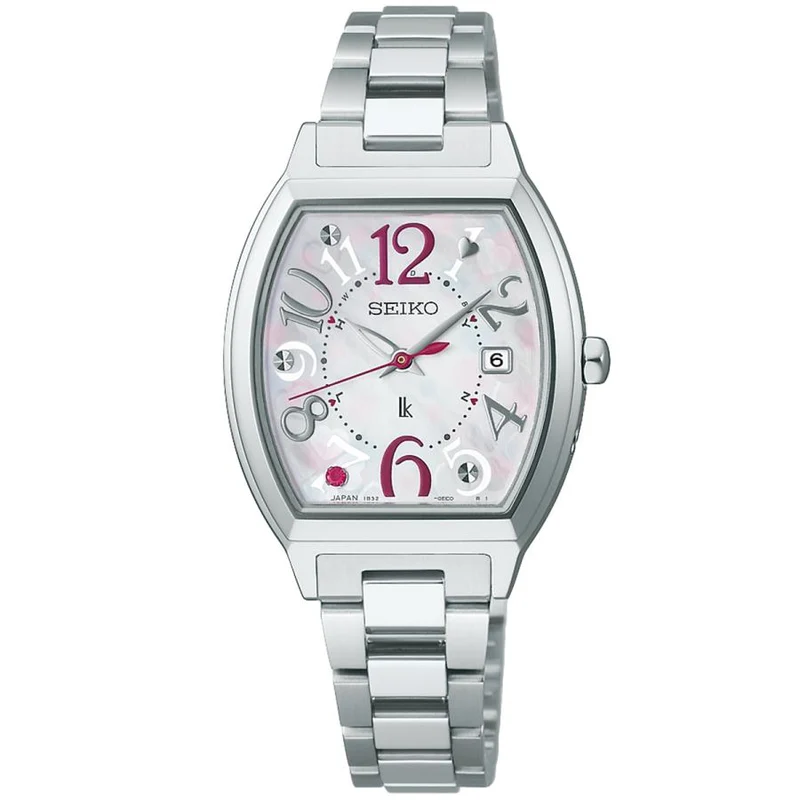 Orologio da donna SEIKO Lukia HEE002J JDM Happy Collection Limited Solar Radio Tonneau Mother-of-Pearl