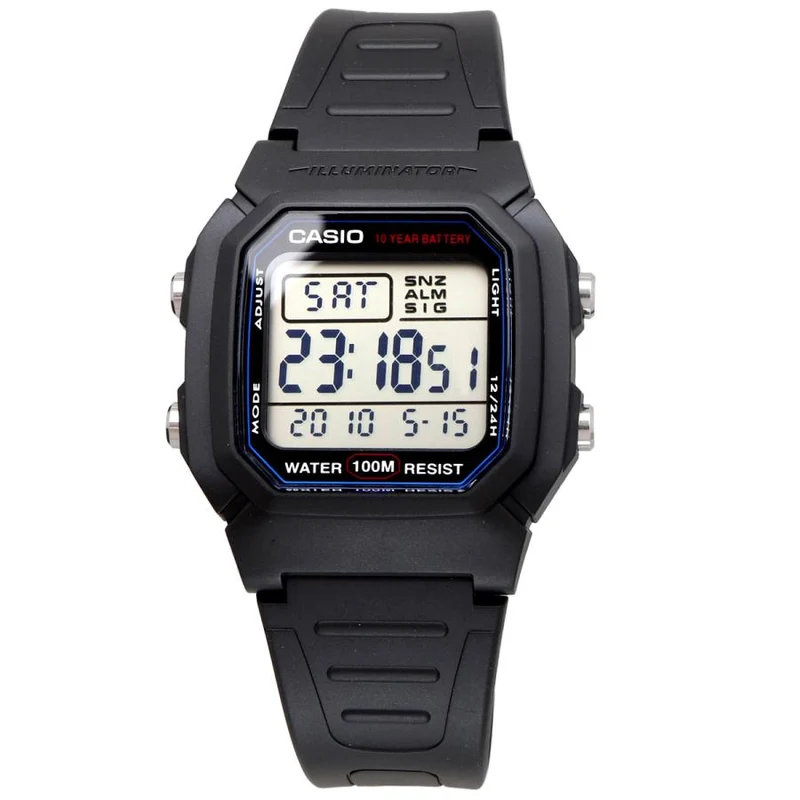 Orologio da uomo CASIO STANDARD W-800H-1AV con cronometro digitale sportivo classico.