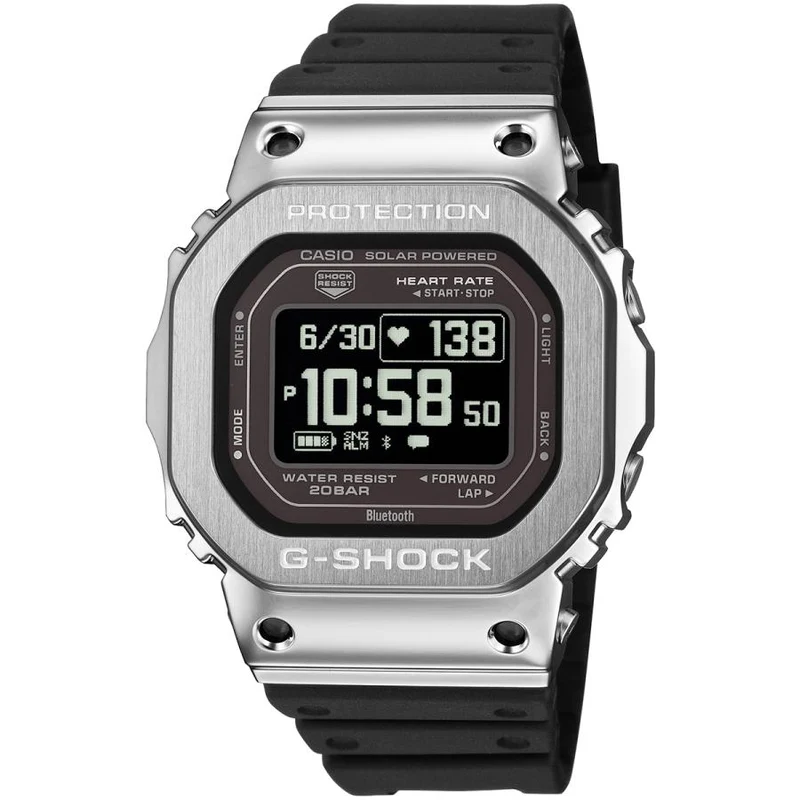 Orologio da uomo CASIO G-SHOCK G-SQUAD GM-H5600-1JR con cassa in metallo e display LCD invertito.
