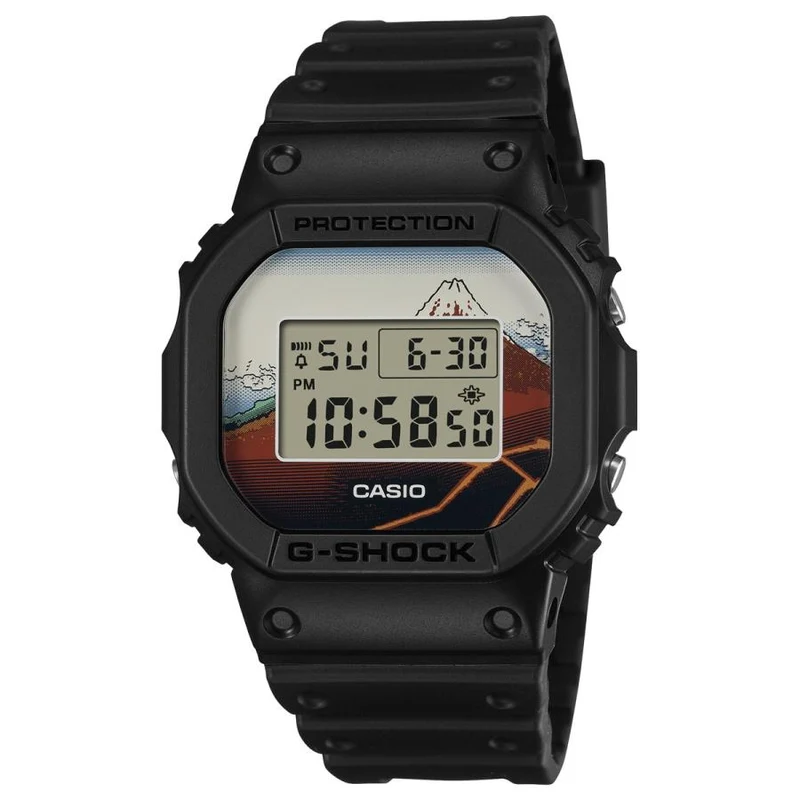 Orologio da uomo CASIO G-SHOCK DW-5600KHSH25-1JR Katsushika Hokusai "Trentasei vedute del monte Fuji" Pioggia bianca sotto le montagne