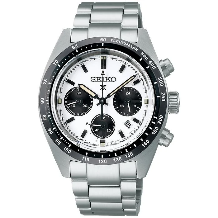 Orologio da uomo Seiko Prospex SPEEDTIMER Solar Chronograph SBDL085, colore panda bianco, disponibilità limitata [S_R9CP]