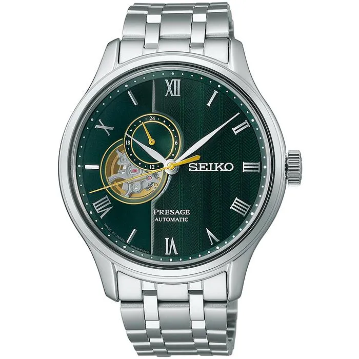 Orologio da uomo Seiko Presage Japanese Garden Sand Motif SARY237 Meccanico Automatico con Cuore Aperto Verde