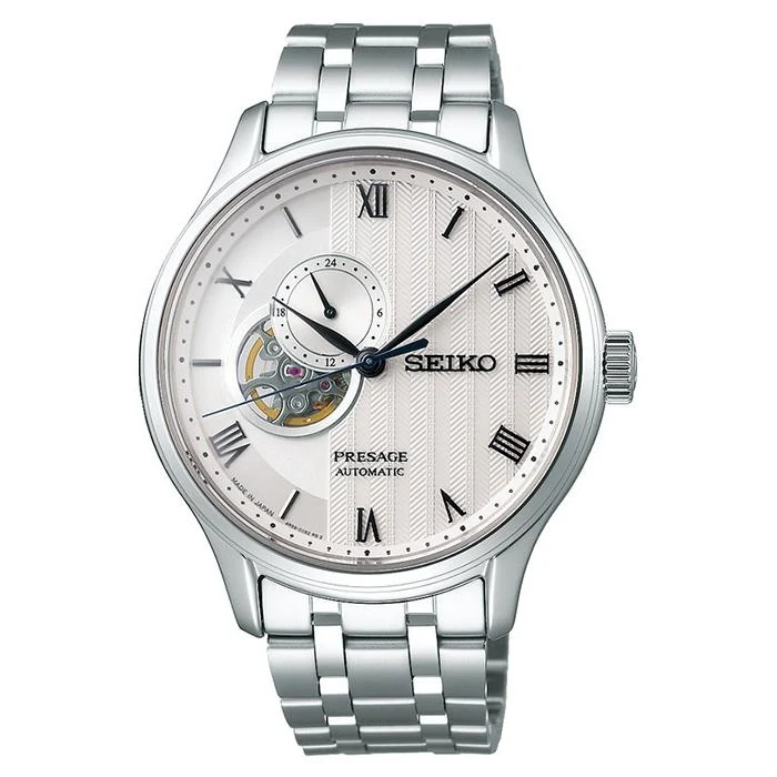 Orologio da uomo meccanico automatico Seiko Presage Japanese Garden Limited Store Model SARY153 con cinturino in metallo bianco