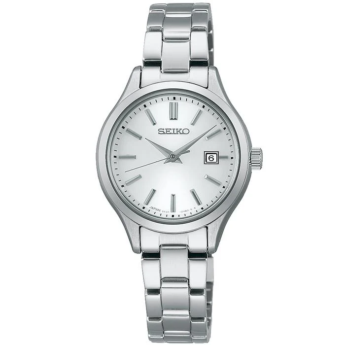 Orologio da donna Seiko Selection Serie S, modello STPX093, a energia solare, con 3 lancette e calendario, colore bianco.