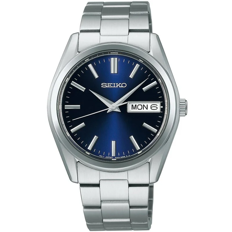 Orologio da uomo Seiko Selection Serie S SBTH009 al quarzo a batteria con datario e quadrante blu navy.