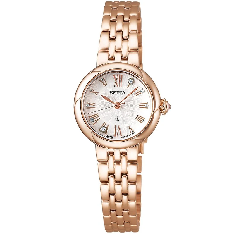 Orologio da donna Seiko LUKIA Grow Luxe LUKIA Brand 30th Anniversary Model SSWA008 con movimento al quarzo a batteria e quadrante bianco.