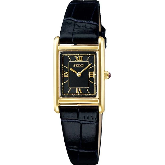 Orologio solare da donna Seiko Selection nano・universe con cinturino in pelle, nero, STPR070