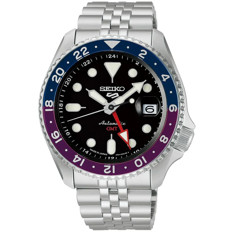 Orologio da uomo SEIKO 5 SPORTS SBSC021 JDM SKX GMT 4R34 Automatico con quadrante nero, prodotto in Giappone.