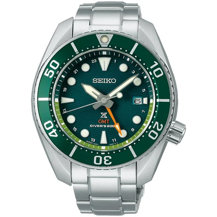 Orologio subacqueo Seiko Prospex Sumo SBPK001 da uomo con cinturino solare GMT, verde