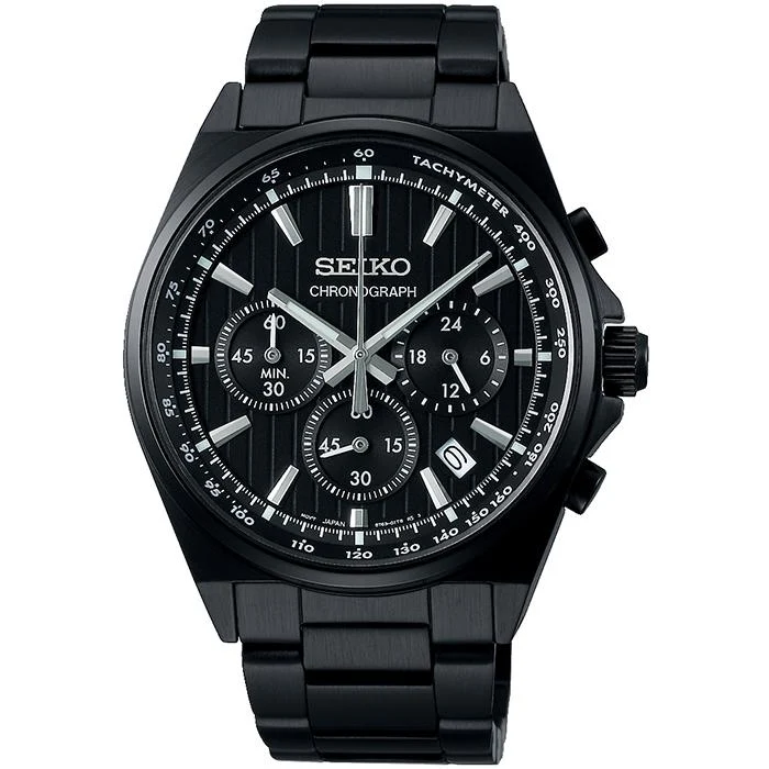 Seiko Selection S Series 8T Chrono SBTR037 Orologio cronografo al quarzo da uomo, alimentato a batteria, nero