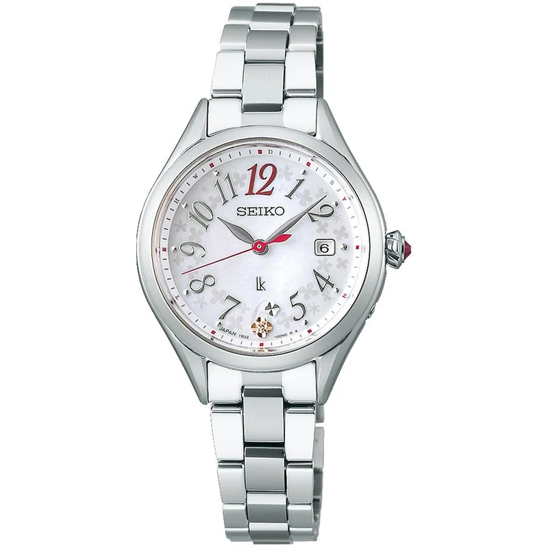 Orologio da donna Seiko LUKIA Grow Flower Garden SSQW091 in titanio con radiocontrollo solare e quadrante in madreperla