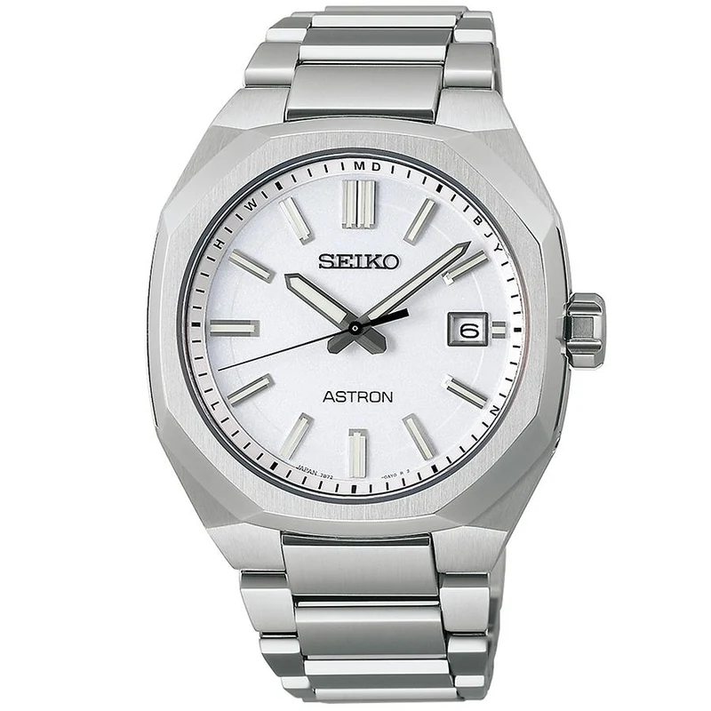 Orologio da uomo Seiko Astron Nexter 3rd SBXY081 con energia solare e radiocontrollo, quadrante bianco e titanio