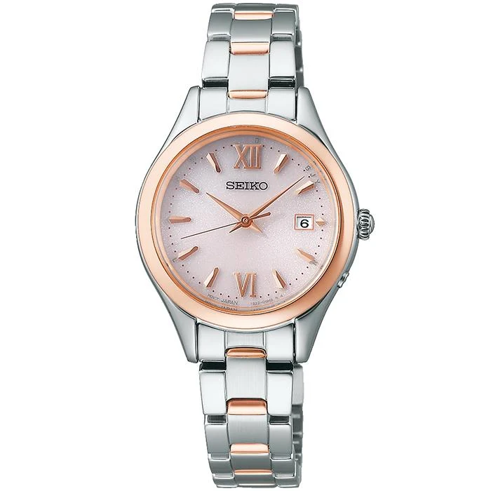 Orologio da donna Seiko Selection S Series SWFH132 con radiocontrollo solare, 3 lancette, rotondo, quadrante rosa, cinturino in metallo