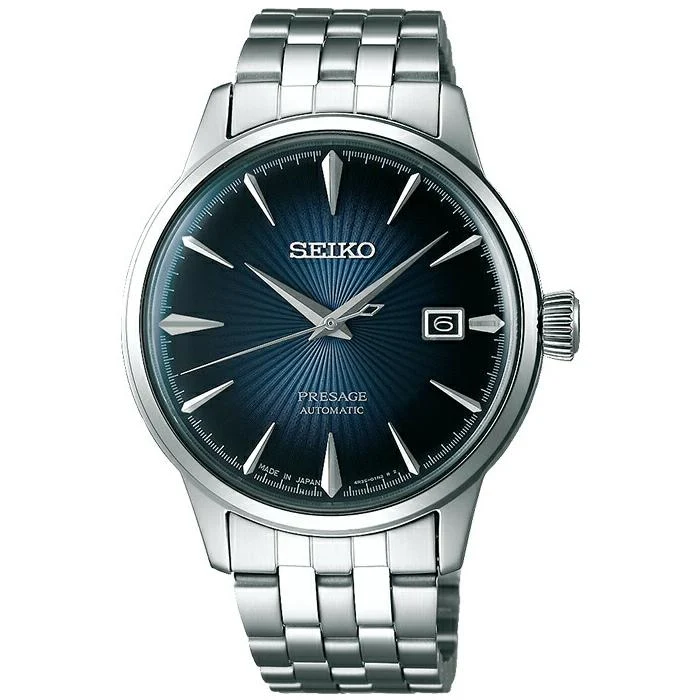 Orologio meccanico automatico da uomo Seiko Presage Cocktail Time SARY123 con calendario lunare blu