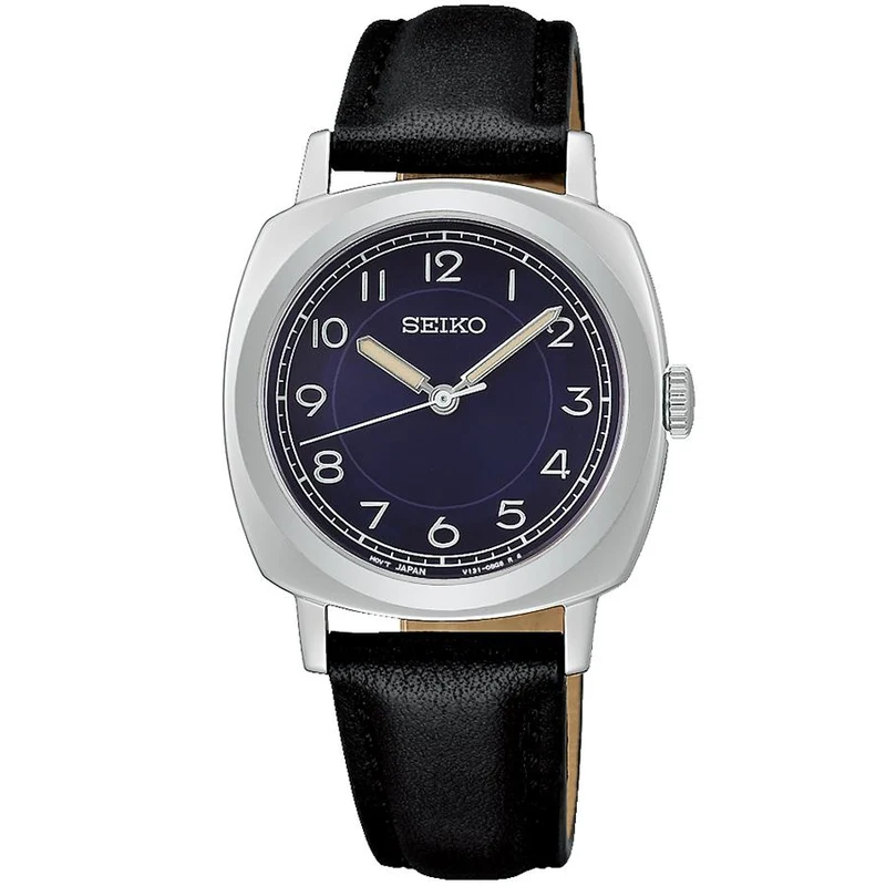 Selezione Seiko The Steady Shop Modello esclusivo STPX103 Orologio solare da donna con quadrante blu navy e cinturino in pelle, uscito il 21 novembre