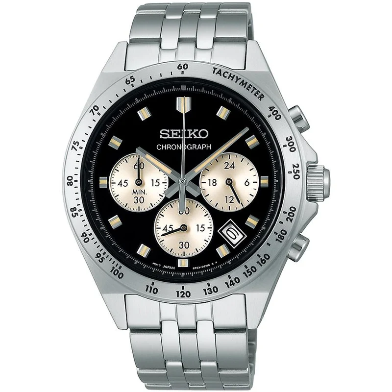 Orologio cronografo al quarzo da uomo Seiko Selection Serie S 8T Chrono SBTR047 a batteria, nero