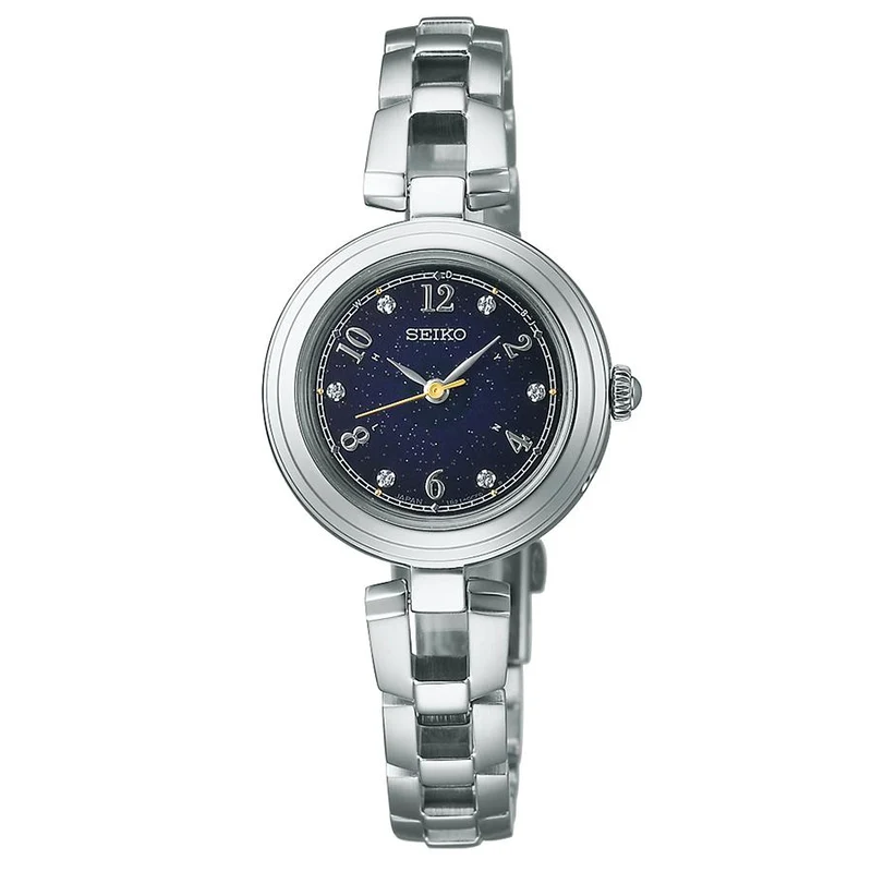 Orologio da donna Seiko Selection Serie S, modello esclusivo SWFH149, a energia solare e radiocontrollato, con tre lancette e quadrante blu navy.