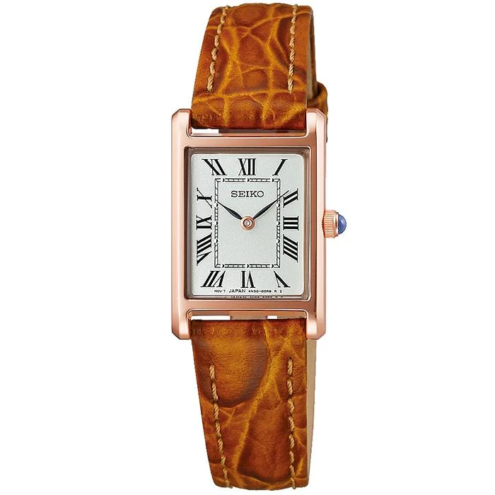 Orologio da donna al quarzo SEIKO SELECTION SSEH006 nano・universe Collaboration JDM Vintage con cinturino in pelle marrone.