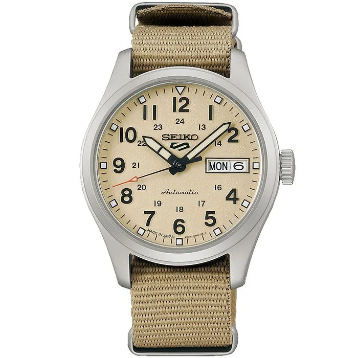 Orologio meccanico Seiko 5 Sports Field Sports Style di medie dimensioni SBSA199 da uomo e da donna con cinturino in nylon