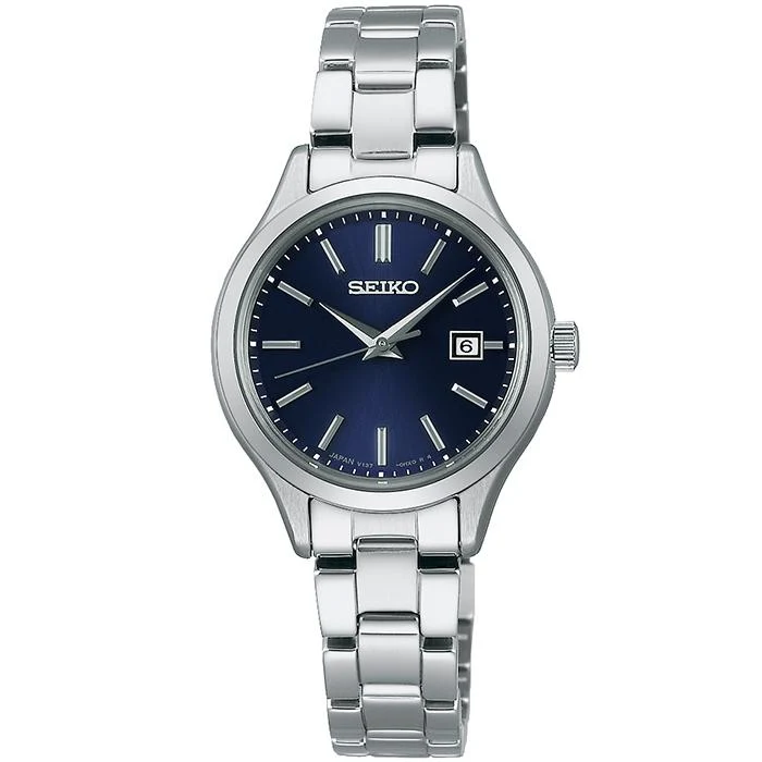 Orologio da donna Seiko Selection Serie S, modello STPX095, con energia solare, tre lancette, calendario e colore blu navy.