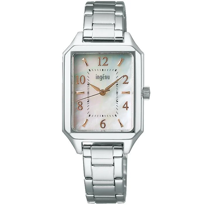 Orologio da donna Alba Angenie Square Quartz AHJK467 a batteria con quadrante in madreperla e cinturino in metallo argentato