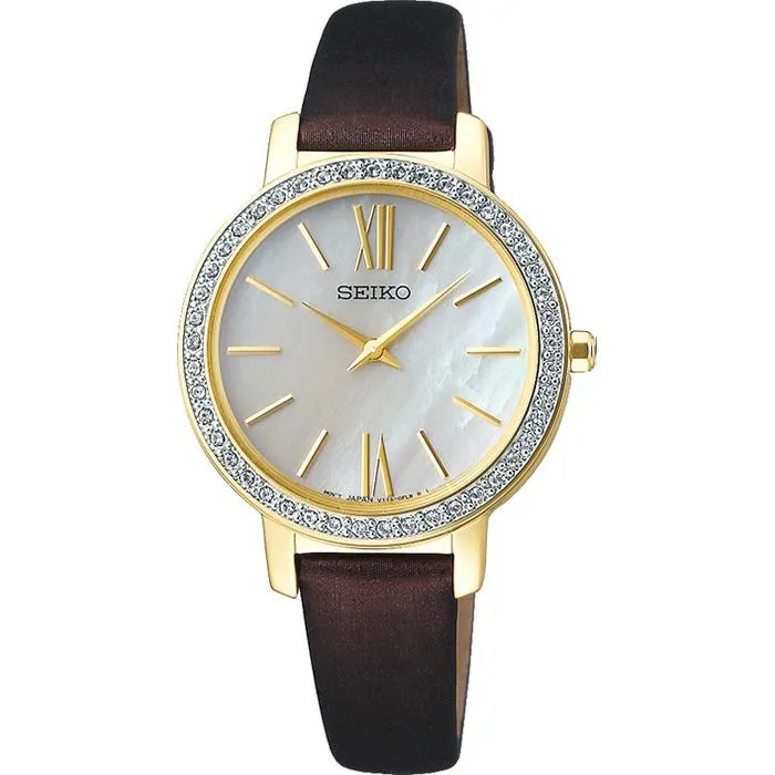 Orologio solare da donna Seiko Selection nano・universe con cinturino in pelle, bianco, STPR060