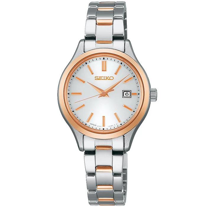 Orologio da donna SEIKO SELECTION STPX096 JDM Serie S con quadrante bianco e calendario, a energia solare.