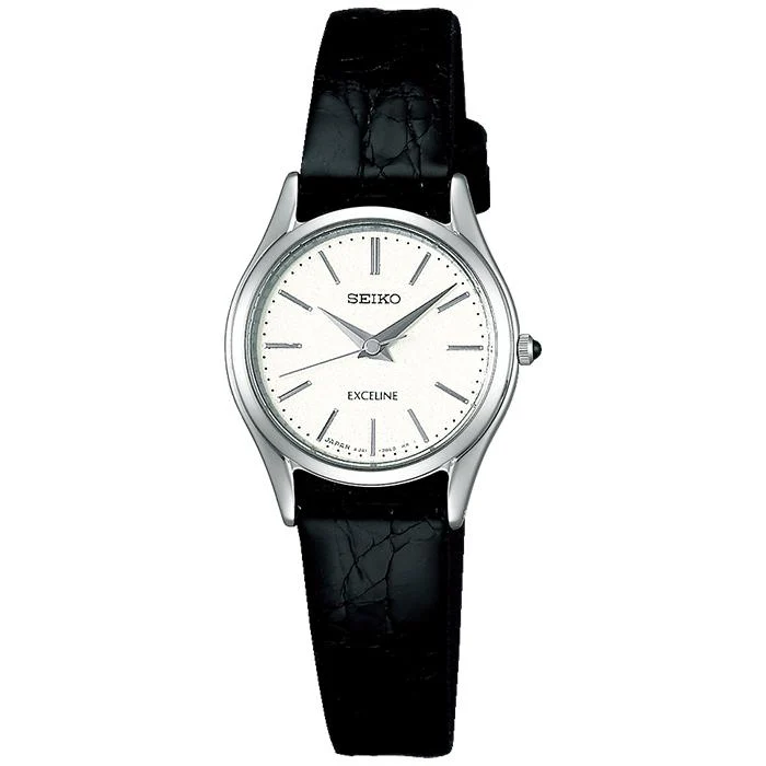 Coppia di orologi al quarzo Seiko Dolce & Exceline SWDL209 da donna con cinturino in pelle bianco/nero