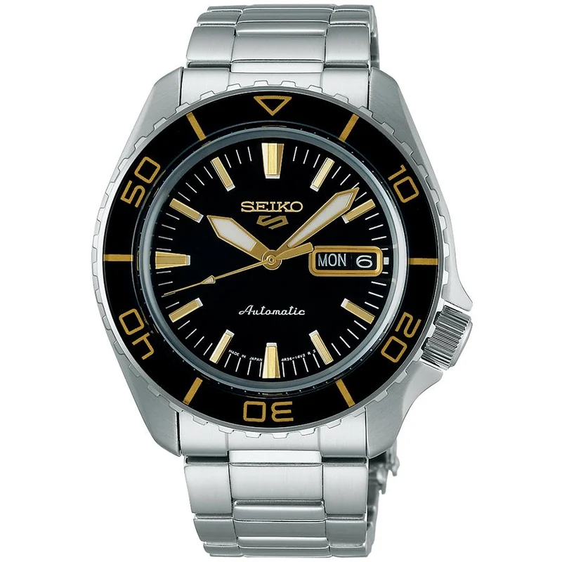 Orologio da uomo meccanico automatico Seiko 5 Sports SKX Suit Style SNZH SBSA261, nero