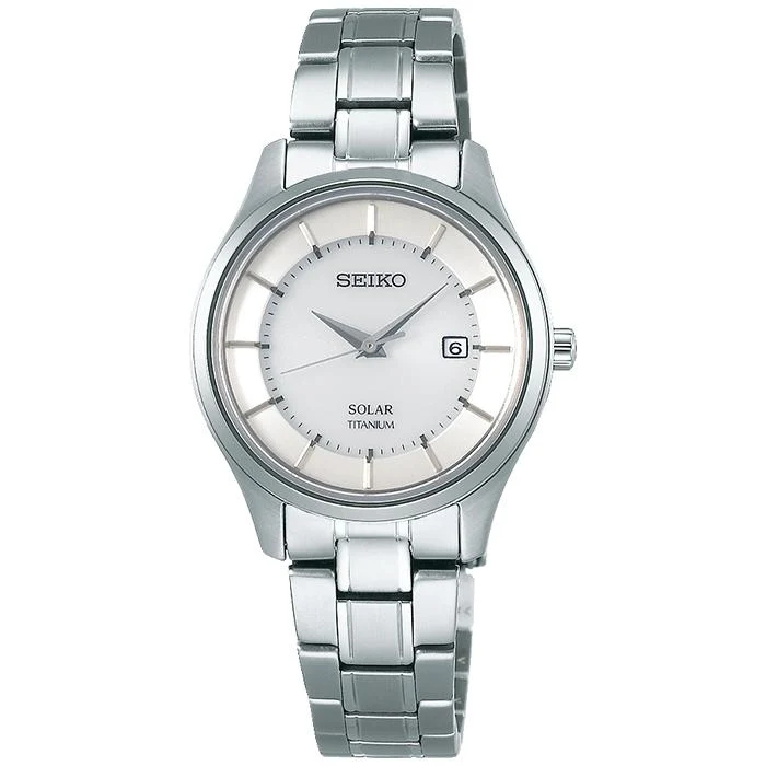 Orologio da donna Seiko Selection Pair Solar STPX041 in titanio con datario, bianco