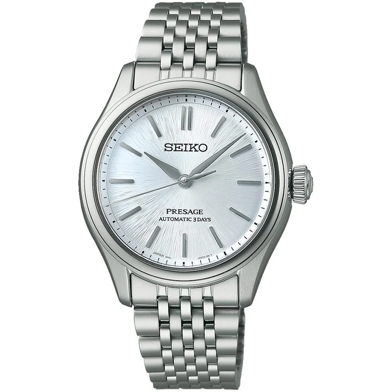 Orologio da uomo Seiko Presage Classic Series 36mm con quadrante blu e bianco SARX129, modello meccanico automatico e cinturino in metallo (esclusivo)