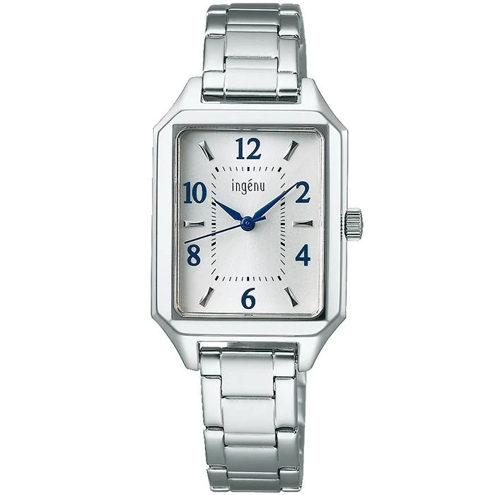 Orologio da donna Alba Angenie Square Quartz AHJK468 a batteria con quadrante bianco e cinturino in metallo argentato
