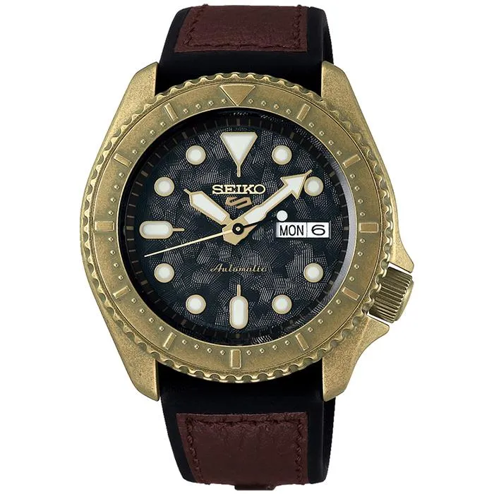 Orologio da uomo Seiko 5 Sports Specialist SBSA072, meccanico automatico, con cinturino in pelle nera.