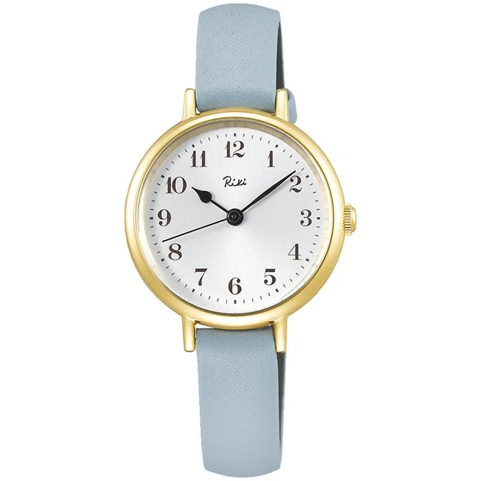Orologio al quarzo da uomo e da donna Alba Riki Classic Series AKQK446 con cinturino in pelle bianca