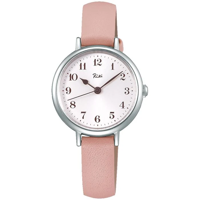 Orologio da polso Alba Riki Classic Series AKQK447 da uomo e da donna al quarzo con cinturino in pelle, rosa