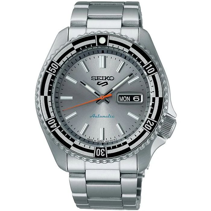 Orologio da uomo meccanico automatico Seiko 5 Sports SKX Sports Style Retro Color Collection SBSA217, argento