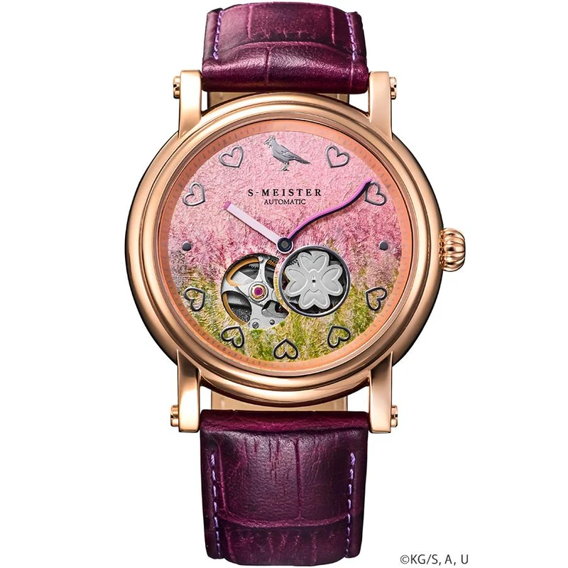 GARRACK S-MEISTER Demon Slayer Mitsuri Kanroji SMS-42-KY-KM Orologio automatico da uomo con quadrante aperto a cuore aperto Kanazawa