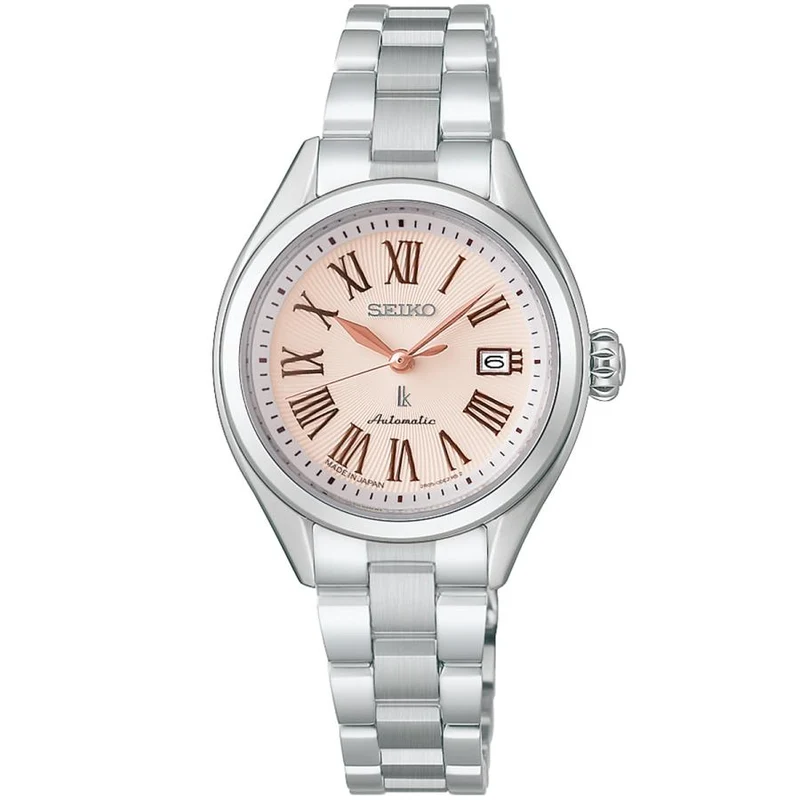 Orologio da donna SEIKO LUKIA Grow HEA001J Hypericum con quadrante rosa, movimento meccanico automatico e cassa in acciaio inossidabile argentato, prodotto in Giappone.