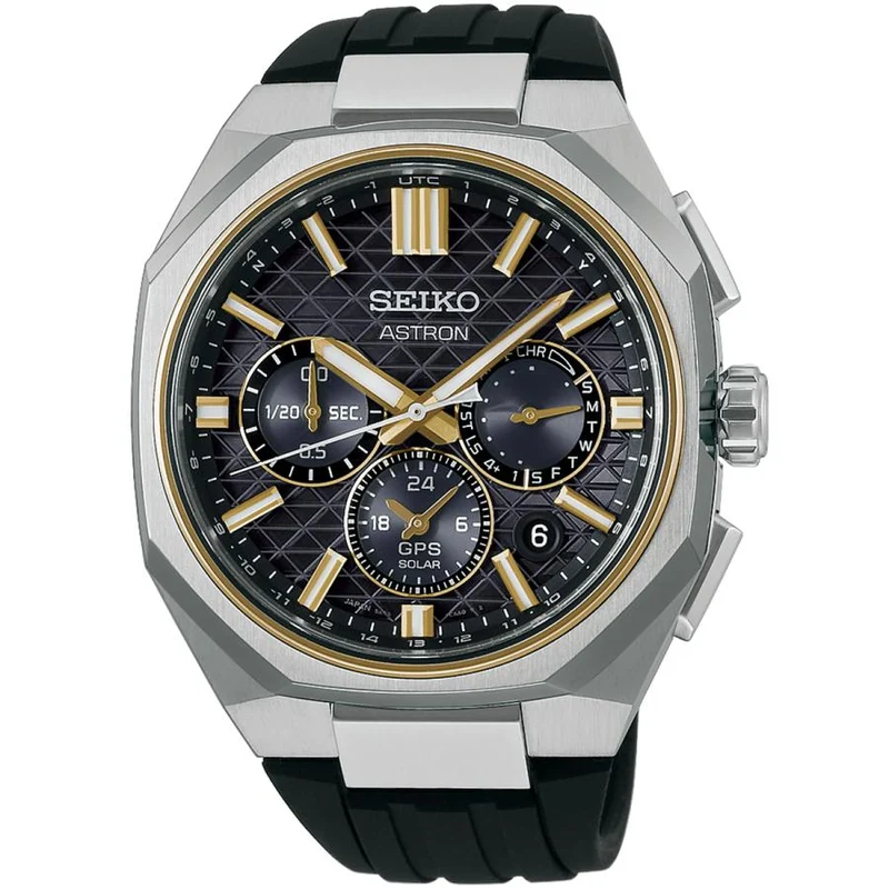 Orologio da uomo SEIKO ASTRON NEXTER HAB003J GPS Solar Dual-Time Chronograph in titanio nero e silicone, prodotto in Giappone (Core Shop).