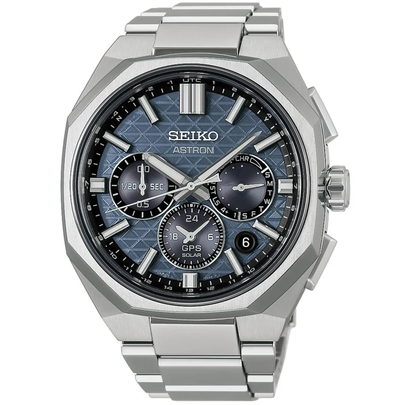Orologio da uomo SEIKO ASTRON NEXTER HAB001J GPS Solar Dual-Time Chronograph in titanio blu, prodotto in Giappone (Core Shop).