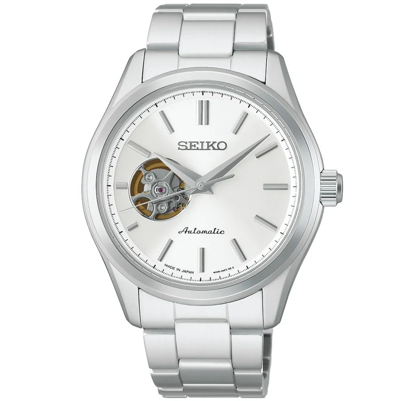 Orologio da uomo automatico SEIKO SELECTION HFB001J JDM Open Heart bianco, prodotto in Giappone.