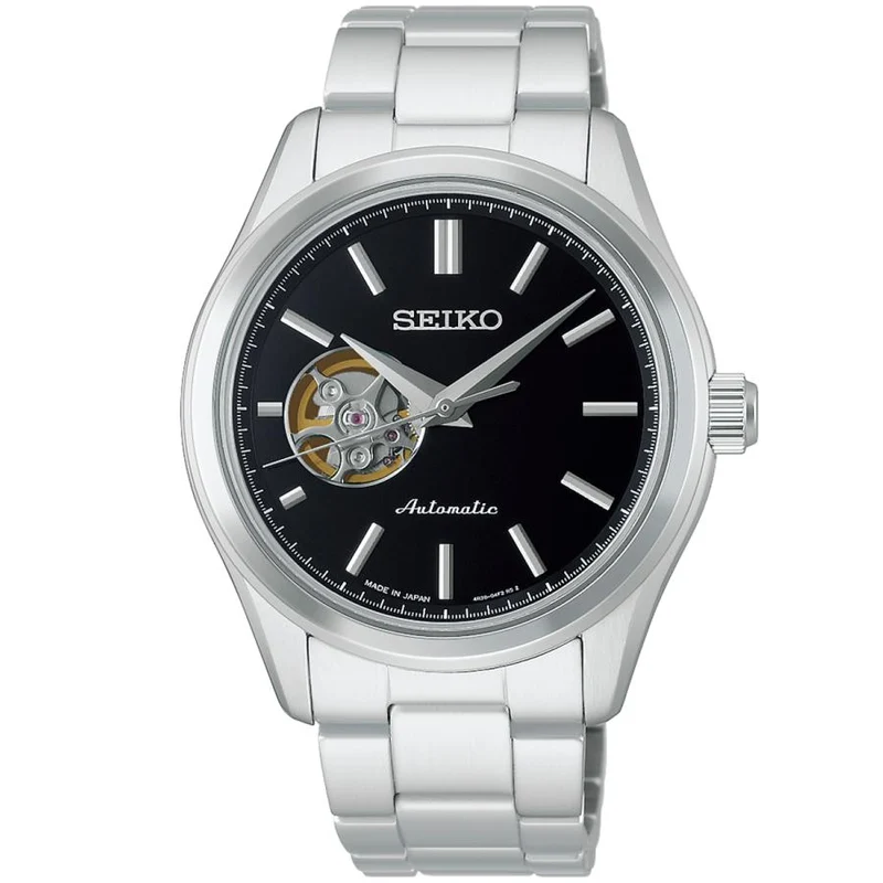 Orologio da uomo automatico SEIKO SELECTION HFB003J JDM Open Heart nero, prodotto in Giappone.