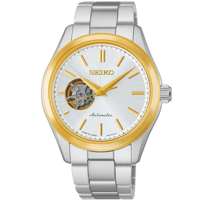 Orologio da uomo automatico SEIKO SELECTION HFB004J JDM Open Heart in oro bianco, prodotto in Giappone.